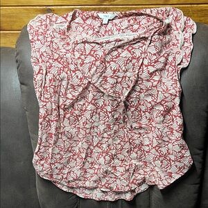 Red and White Floral Women's Blouse